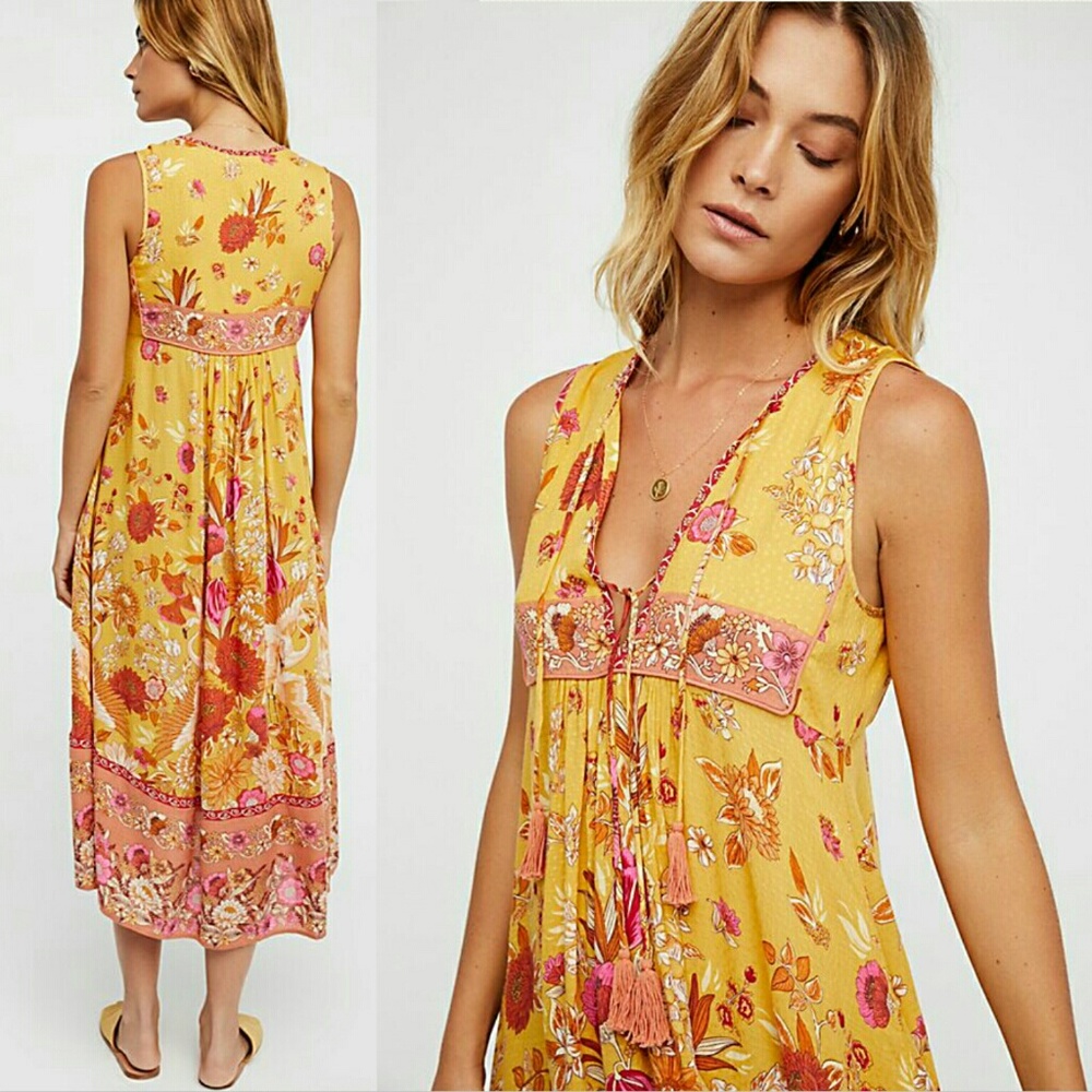 New spell FP siren song boho midi dress marigold - Picture 2 of 8